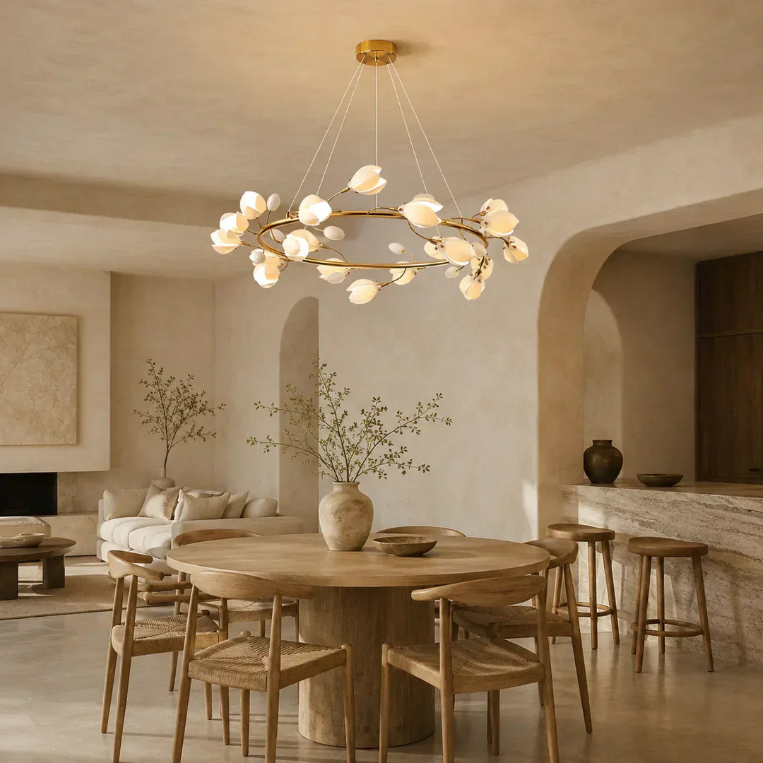 How to Style Magnolia Branch Lighting in a Warm, Elegant Home