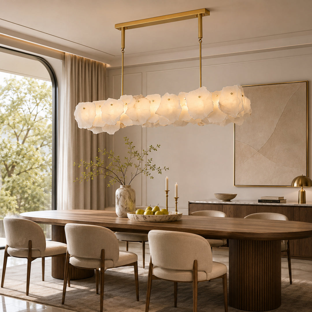 Alabaster Bloom Elongated Chandelier 1