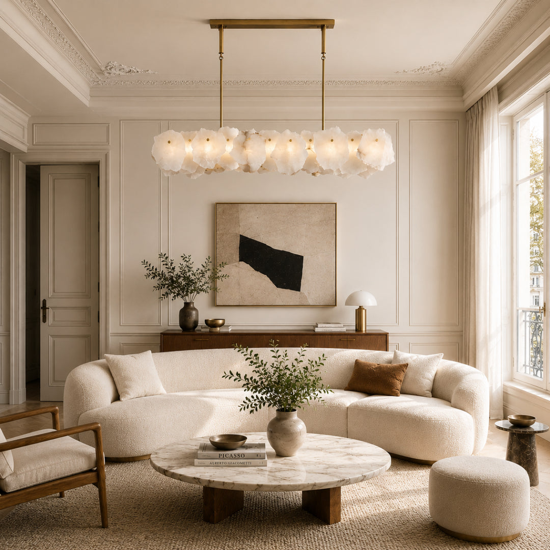 Alabaster Bloom Elongated Chandelier 11