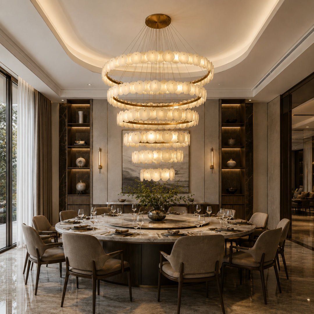 Alabaster Bloom Ring Chandelier 10