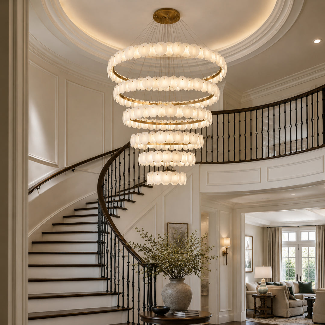 Alabaster Bloom Ring Chandelier 12