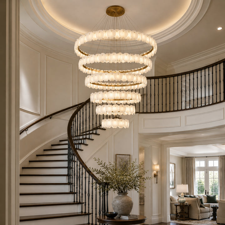 Alabaster Bloom Ring Chandelier 12