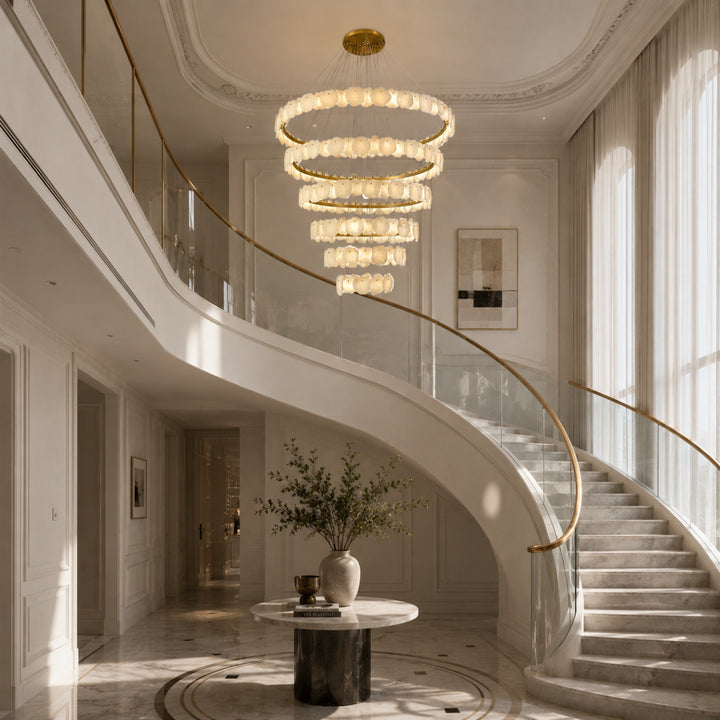 Alabaster Bloom Ring Chandelier 7
