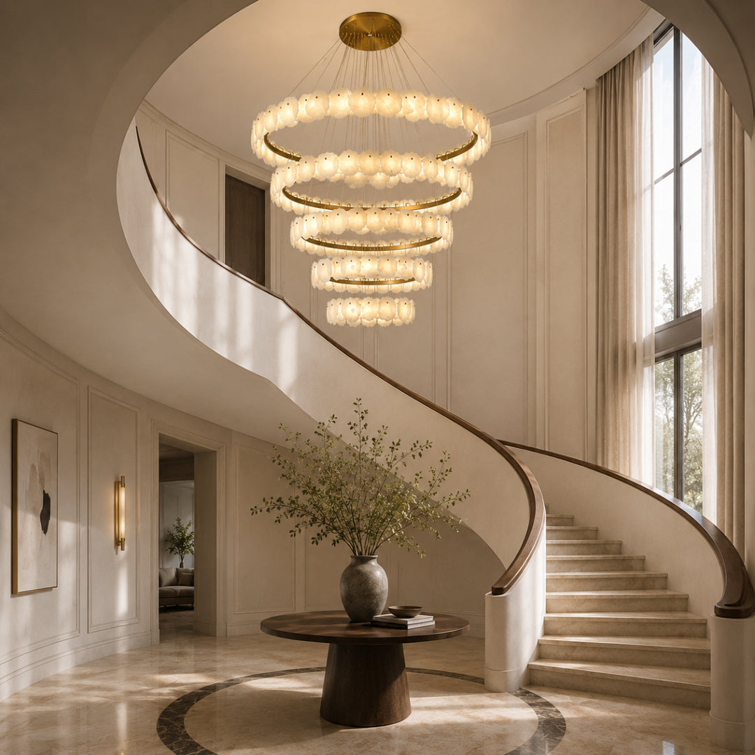 Alabaster Bloom Ring Chandelier 8