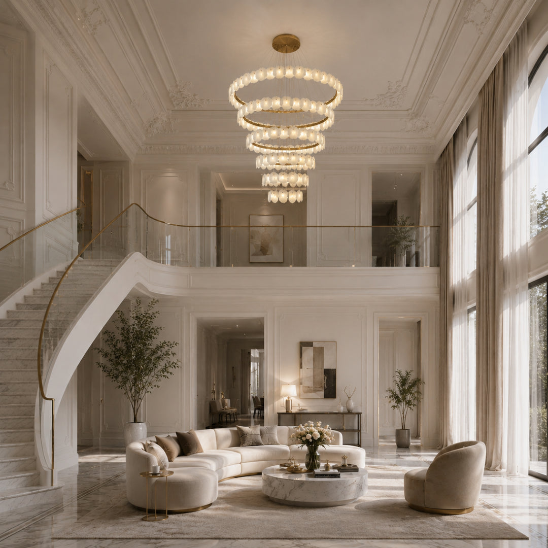 Alabaster Bloom Ring Chandelier 9