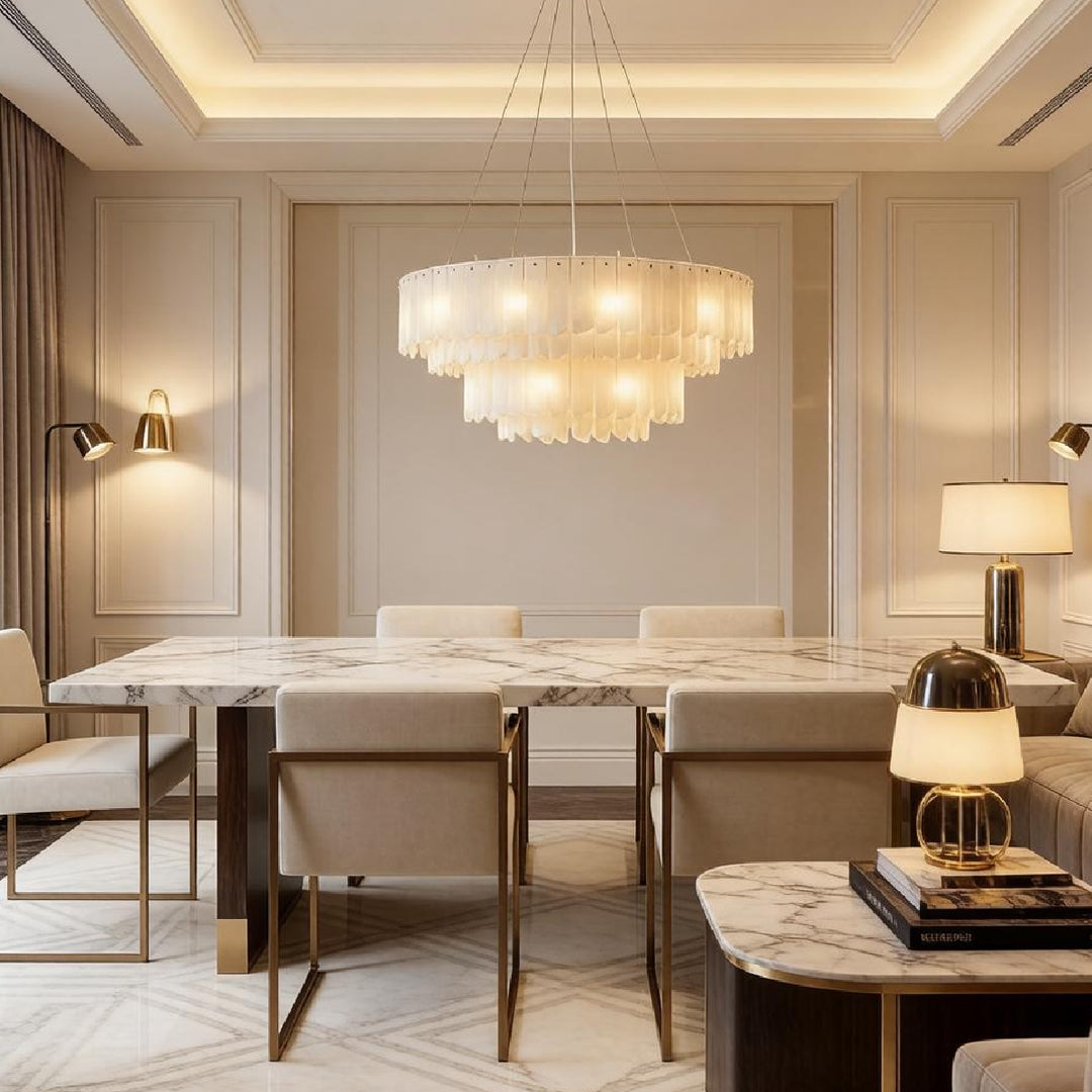 Alabaster Cascade Tiered Chandelier 17