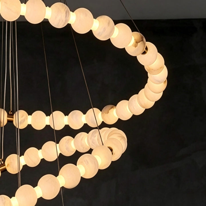Alabaster Double Orb Interweaving Chandelier 2
