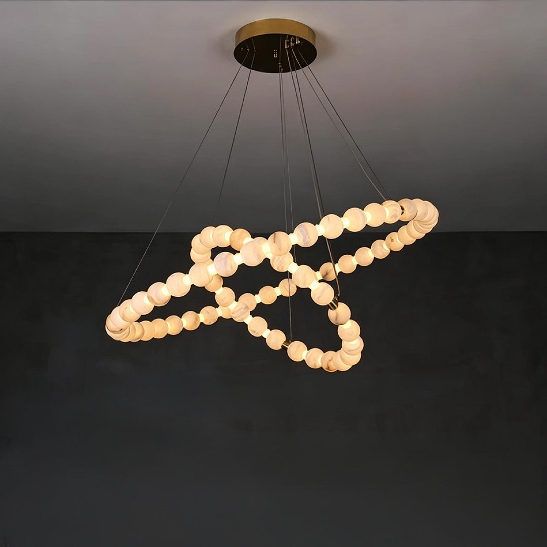 Alabaster Double Orb Interweaving Chandelier 8