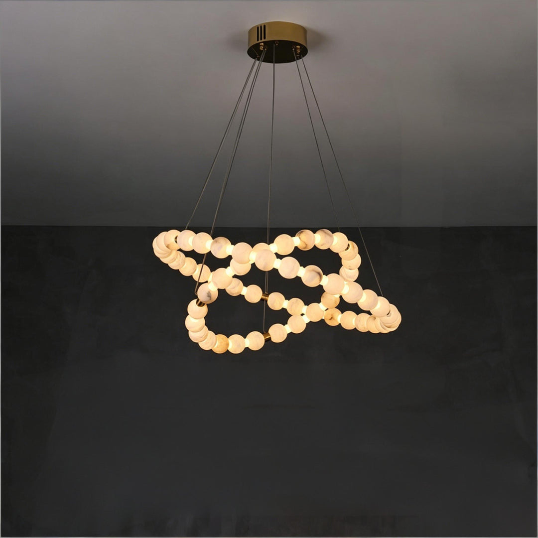 Alabaster Double Orb Interweaving Chandelier 9