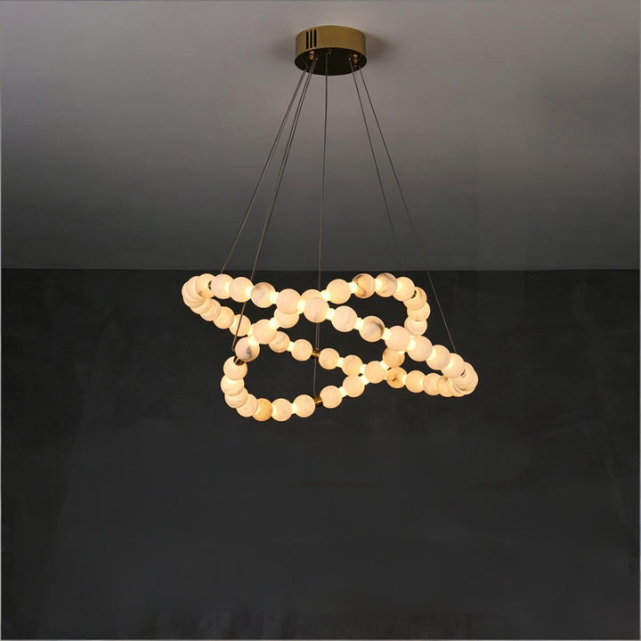 Alabaster Double Orb Interweaving Chandelier 9
