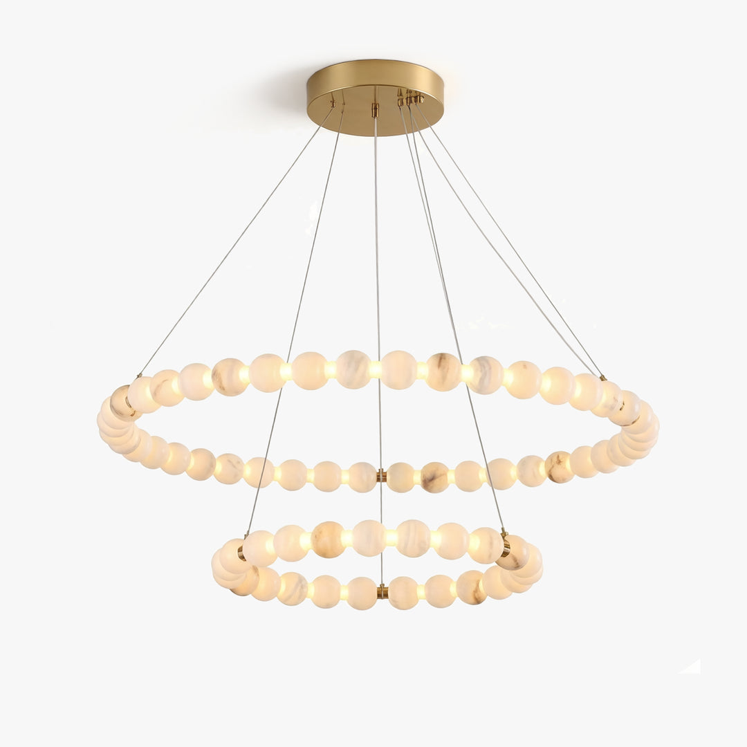 Alabaster Double Orb Ring Chandelier 1