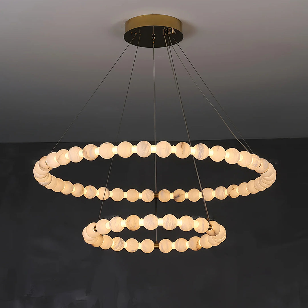 Alabaster Double Orb Ring Chandelier 11