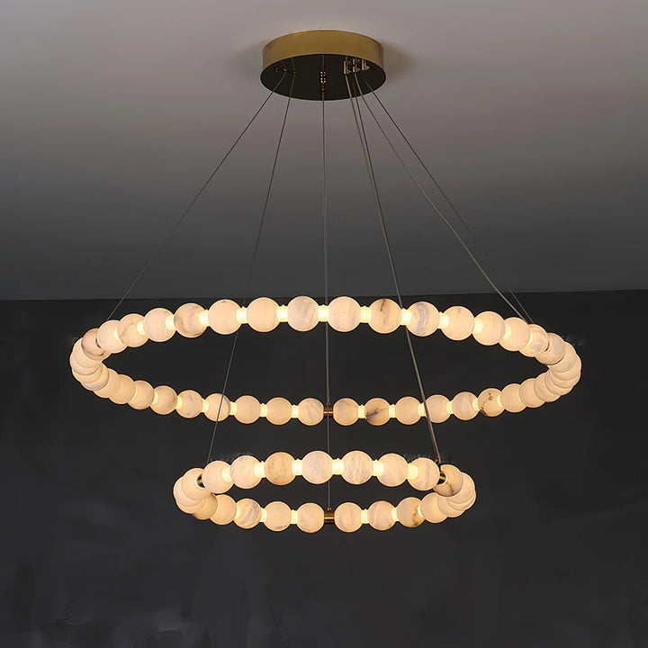 Alabaster Double Orb Ring Chandelier 11