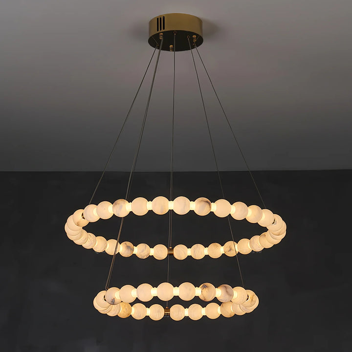 Alabaster Double Orb Ring Chandelier 12