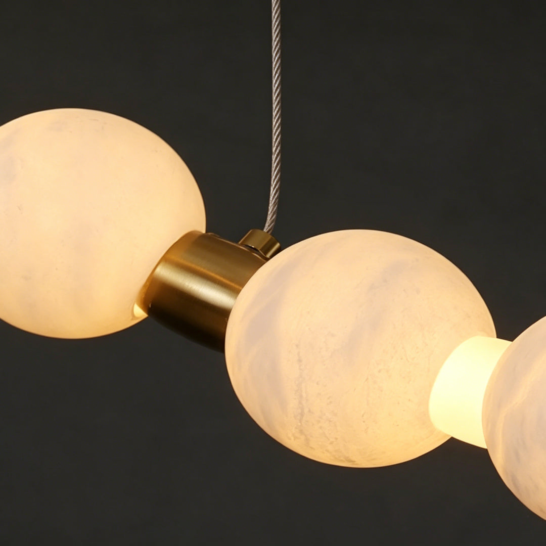 Alabaster Double Orb Ring Chandelier 3