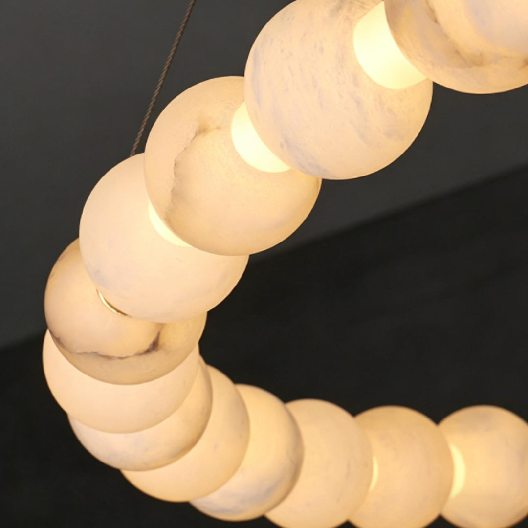 Alabaster Double Orb Ring Chandelier 6