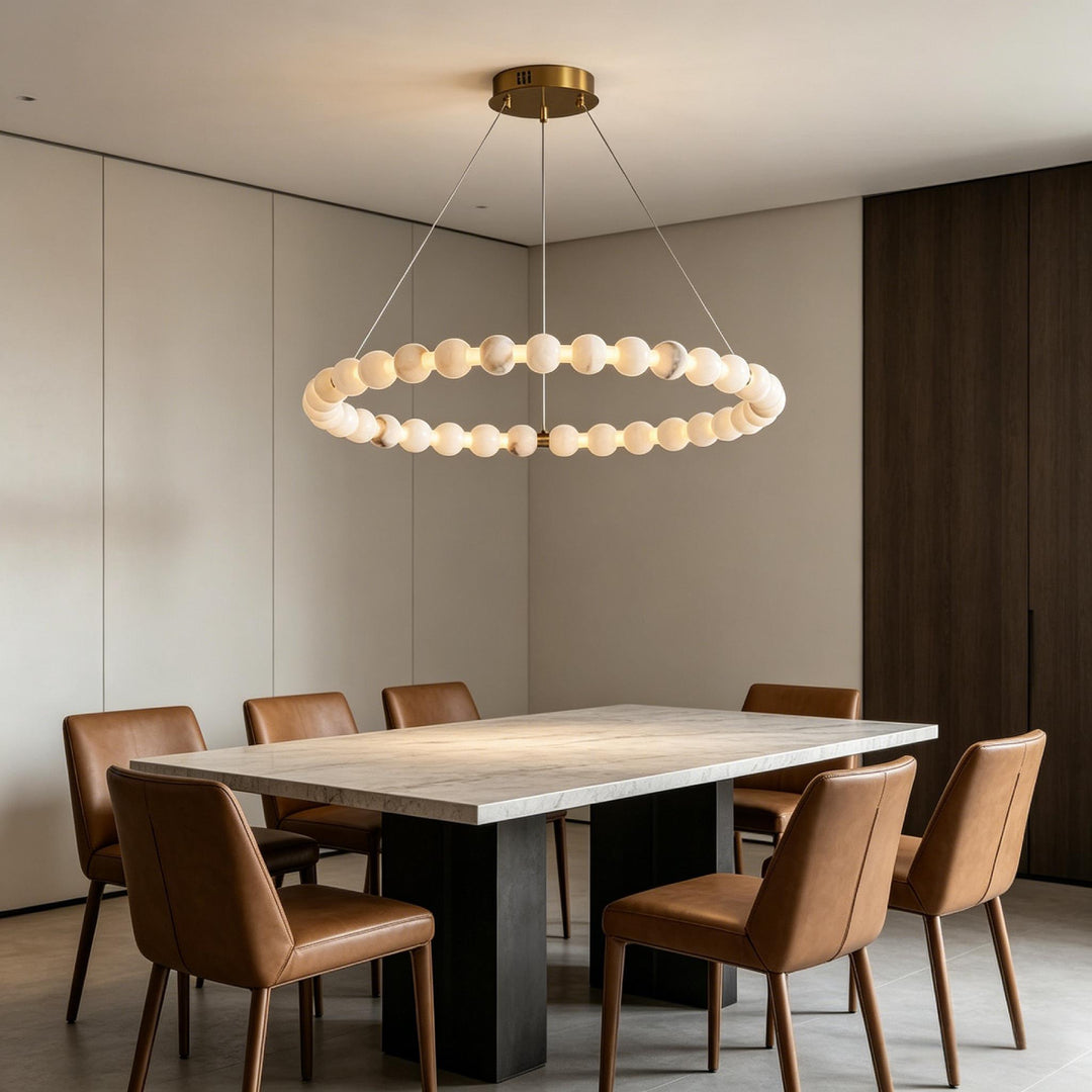 Alabaster Orb Ring Chandelier 3