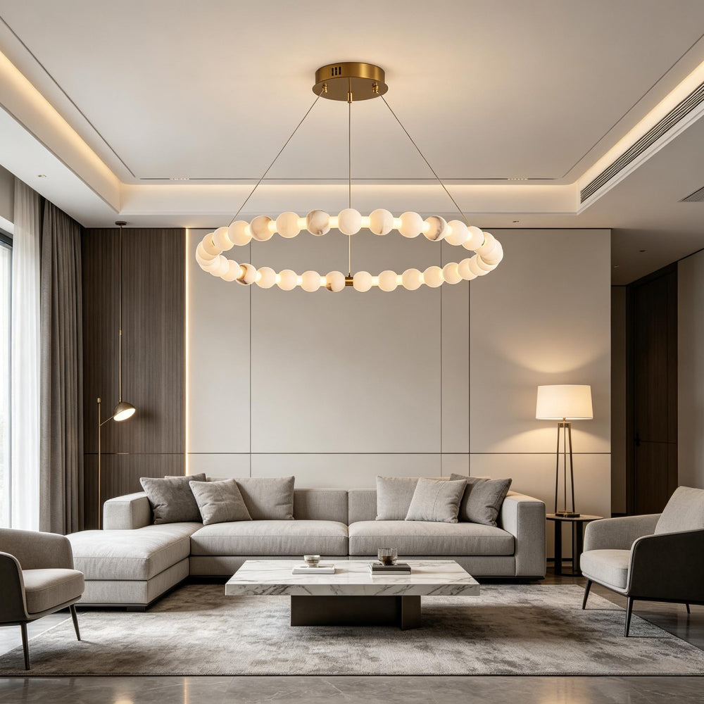 Alabaster Orb Ring Chandelier 4