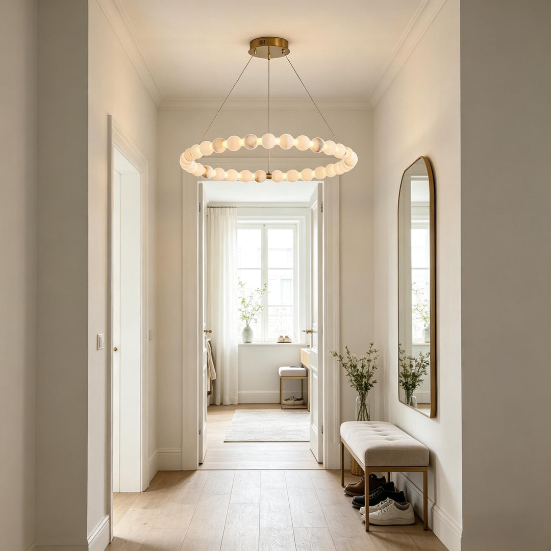 Alabaster Orb Ring Chandelier 5