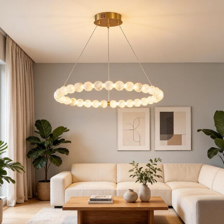 Alabaster Orb Ring Chandelier 7