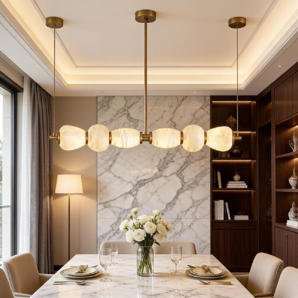 Alabaster Linear Island Chandelier 4
