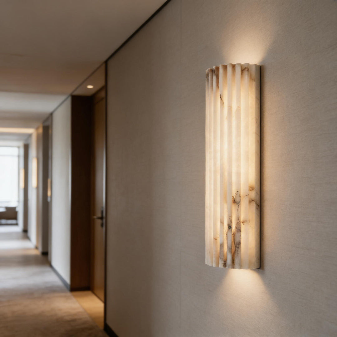 Alvia Ribbed Alabaster Wall Lamp 11