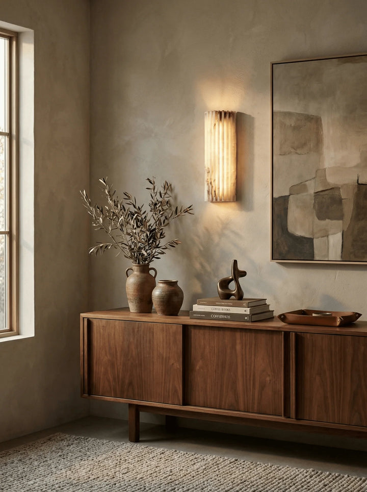 Alvia Ribbed Alabaster Wall Lamp 15