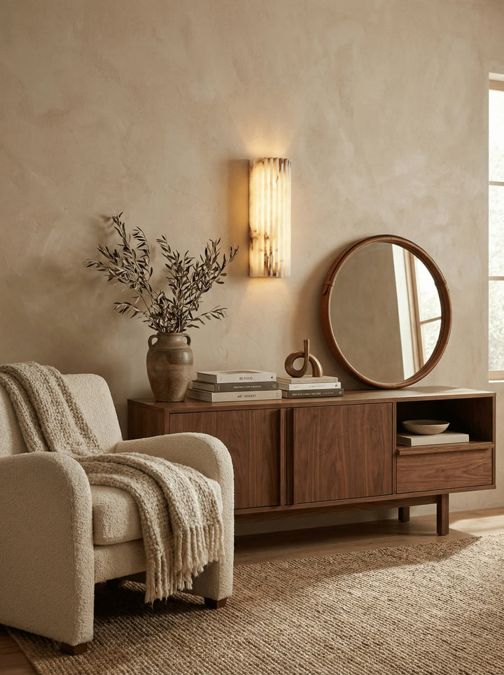 Alvia Ribbed Alabaster Wall Lamp 16