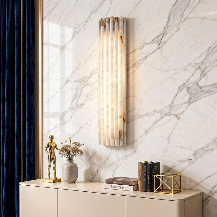 Alvia Ribbed Alabaster Wall Lamp 7