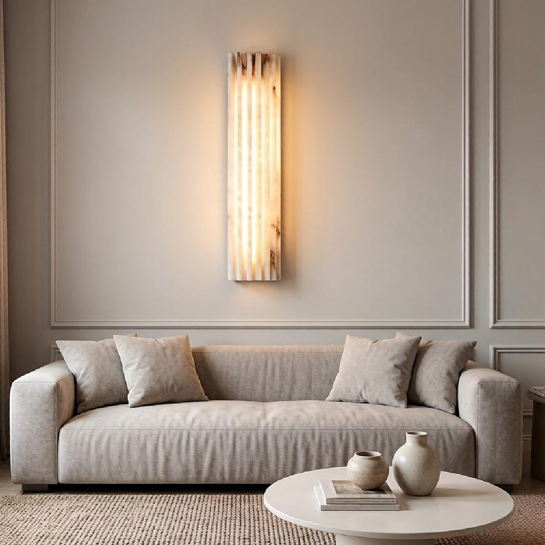 Alvia Ribbed Alabaster Wall Lamp 8