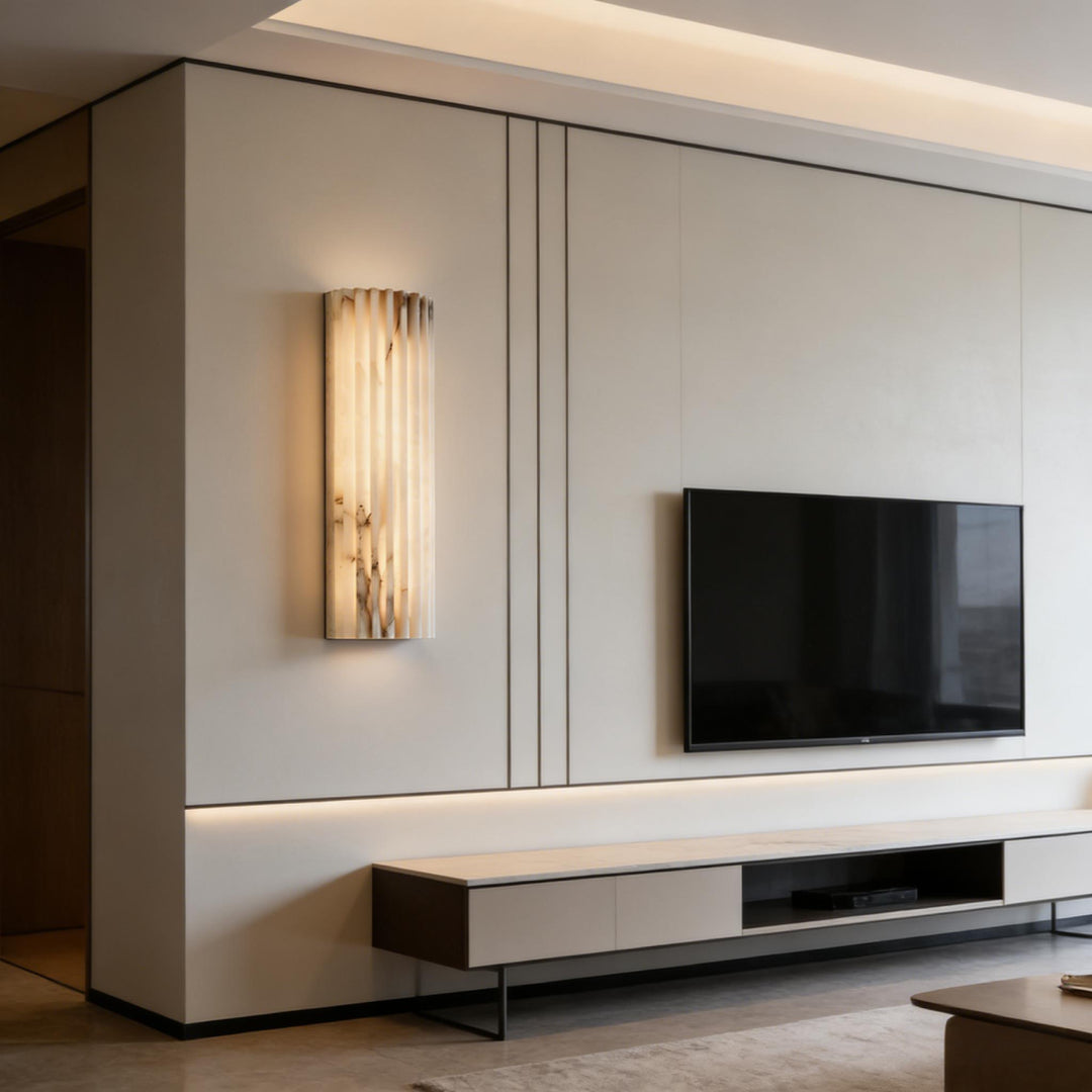 Alvia Ribbed Alabaster Wall Lamp 9