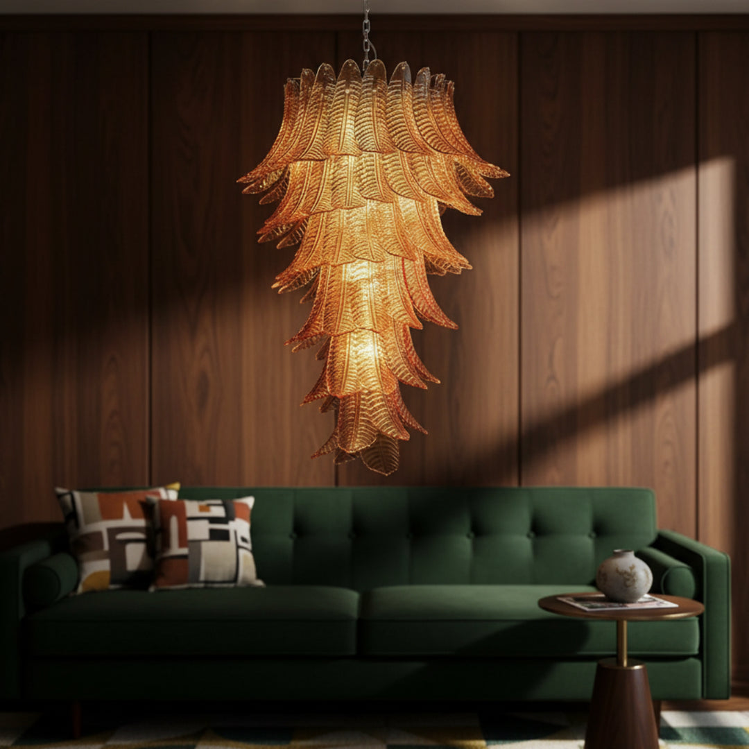 Amber Leaf Murano Glass Chandelier 2