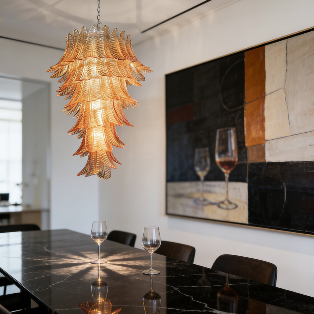 Amber Leaf Murano Glass Chandelier 3