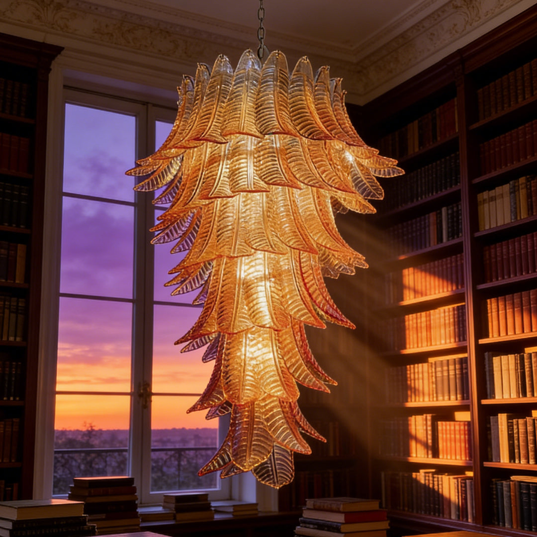 Amber Leaf Murano Glass Chandelier 4