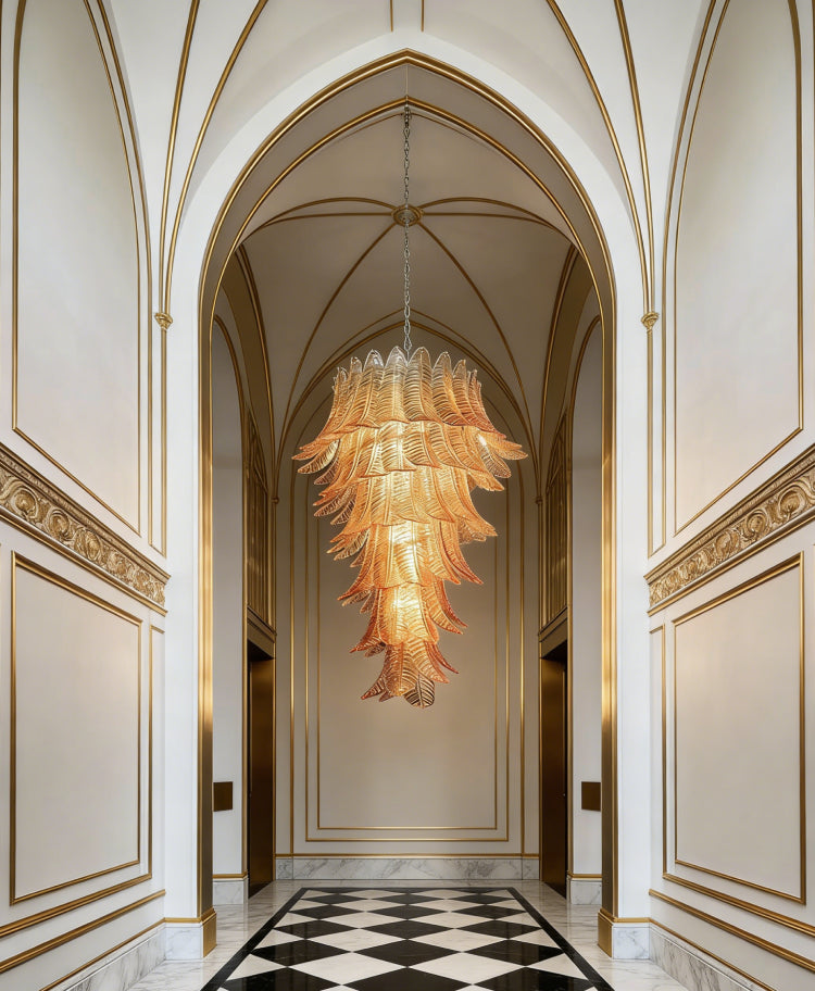 Amber Leaf Murano Glass Chandelier 5