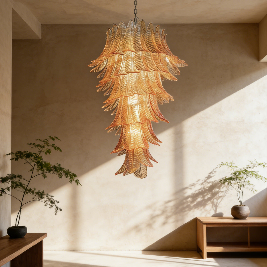Amber Leaf Murano Glass Chandelier 6