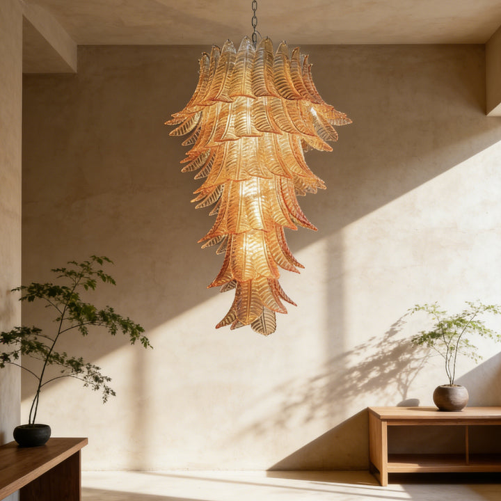 Amber Leaf Murano Glass Chandelier 6