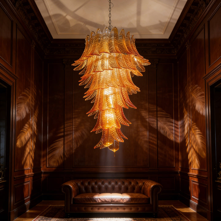 Amber Leaf Murano Glass Chandelier 7