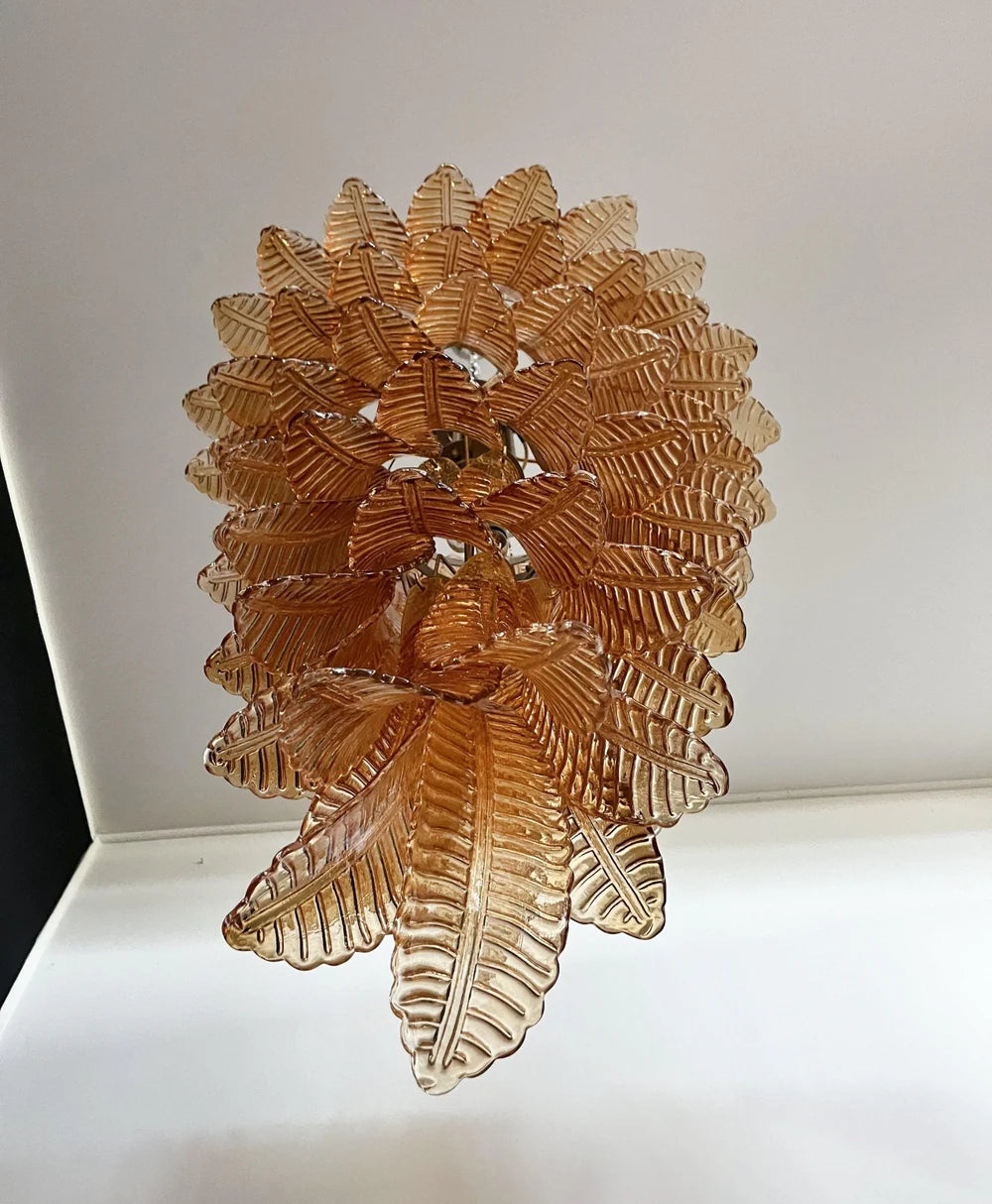 Amber Leaf Murano Glass Chandelier 8