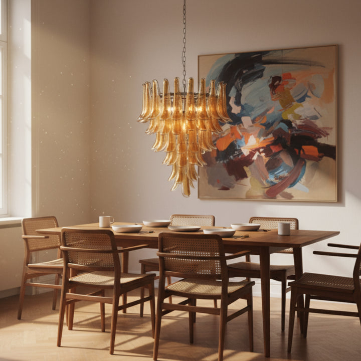 Amber Petal Murano Glass Chandelier 6
