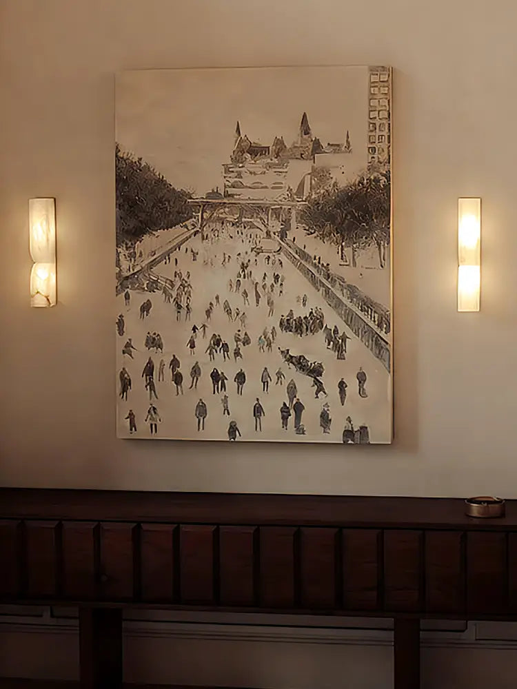 Bogenförmige Wandleuchte aus Alabaster