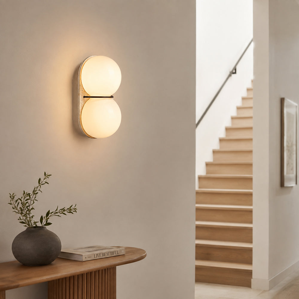 Arvolune Travertine Globe Wall Lamp 1