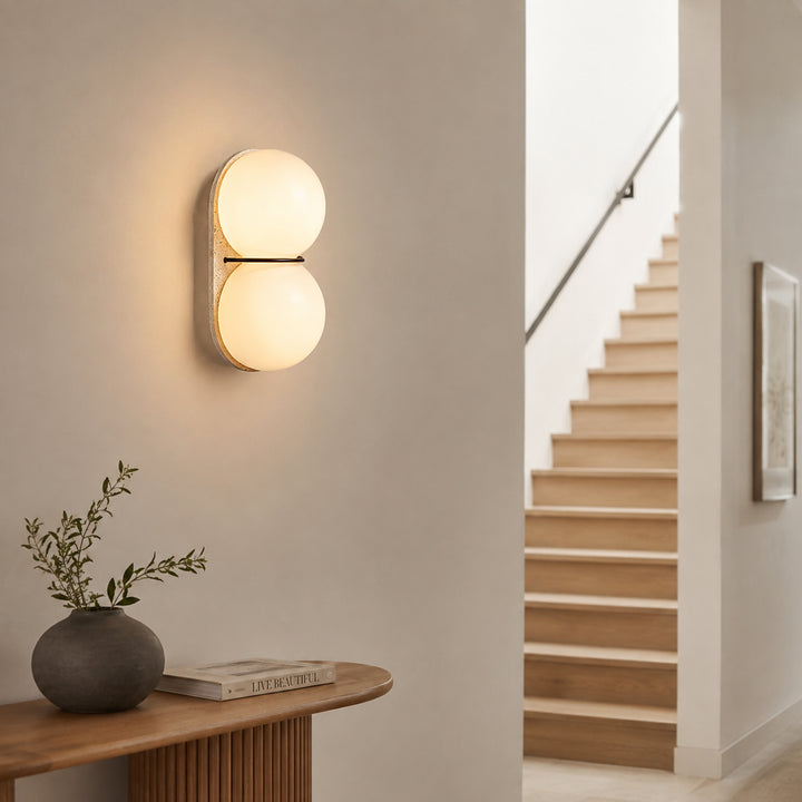 Arvolune Travertine Globe Wall Lamp 1