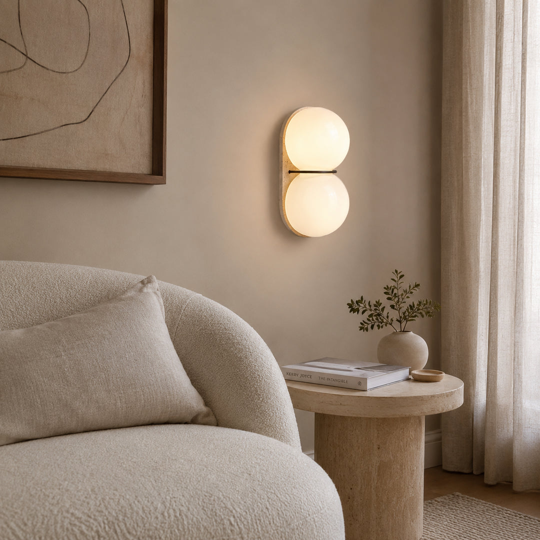 Arvolune Travertine Globe Wall Lamp 2