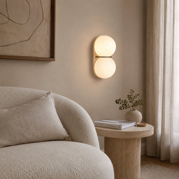 Arvolune Travertine Globe Wall Lamp 2