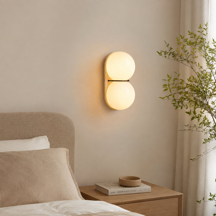 Arvolune Travertine Globe Wall Lamp 3