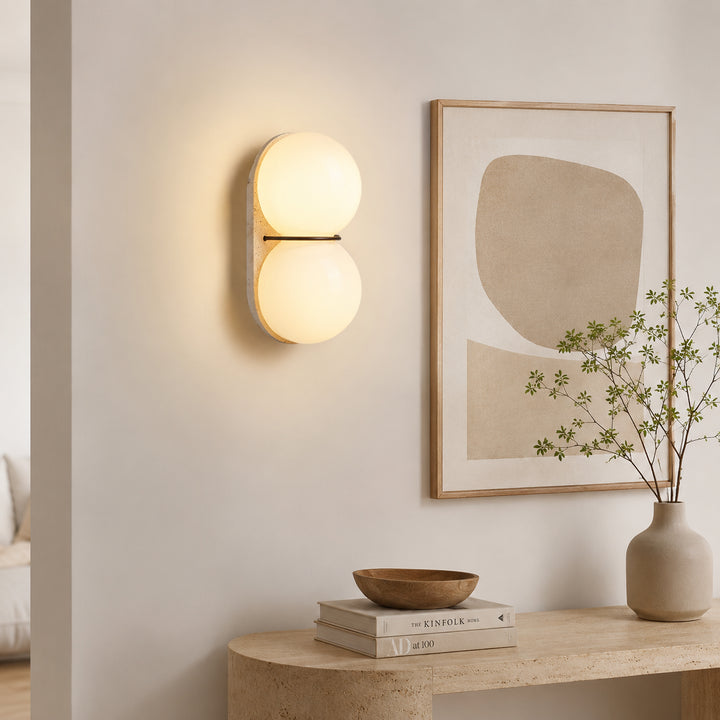 Arvolune Travertine Globe Wall Lamp 4