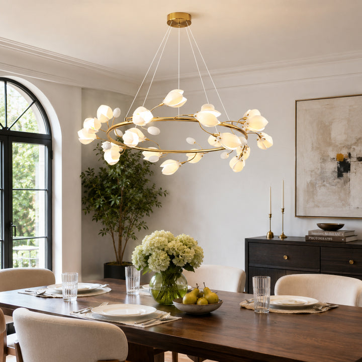 Aurelle Magnolia Branch Ring Chandelier 10