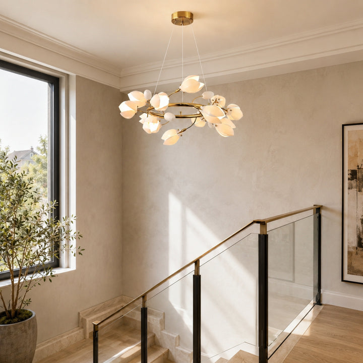 Aurelle Magnolia Branch Ring Chandelier  14