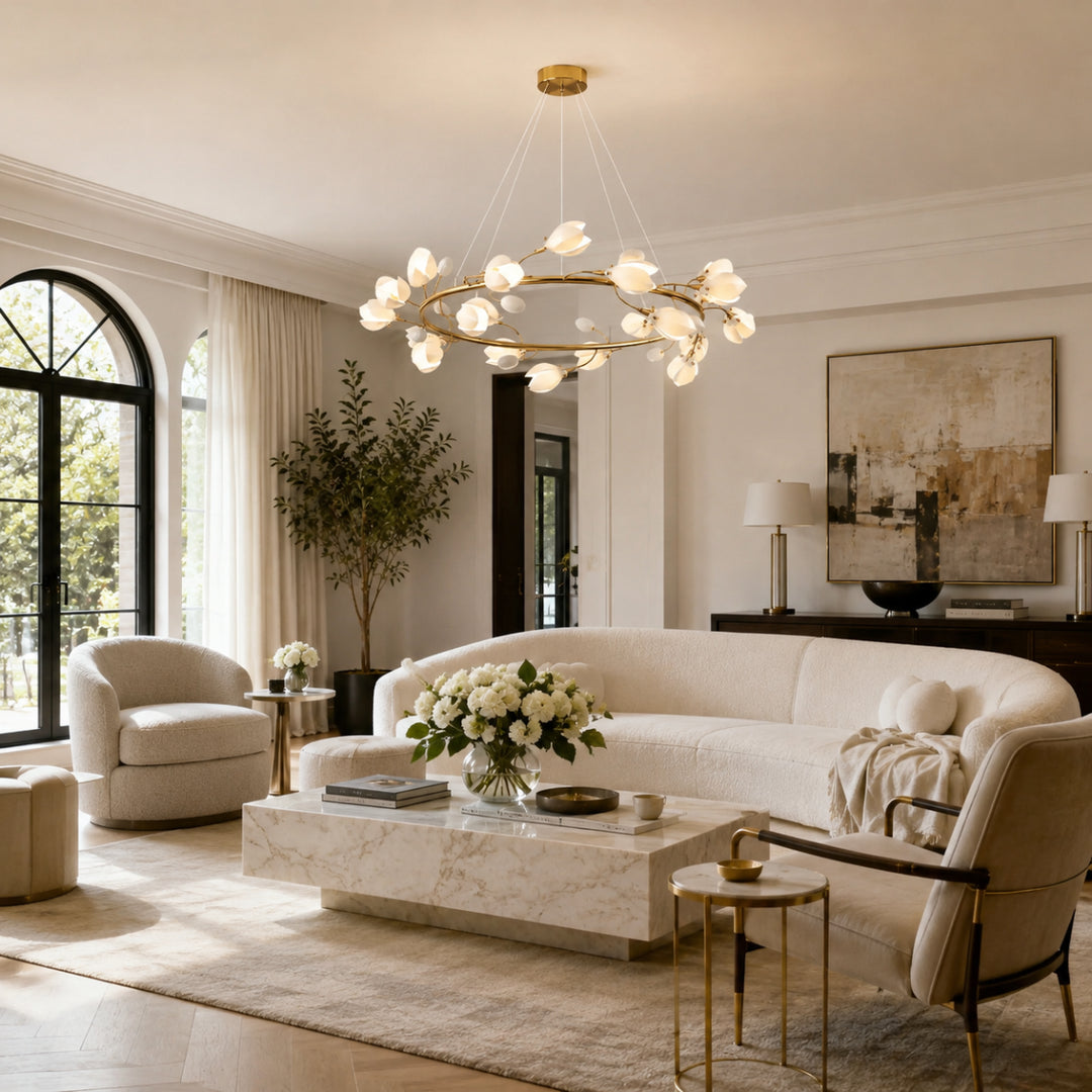 Aurelle Magnolia Branch Ring Chandelier 15